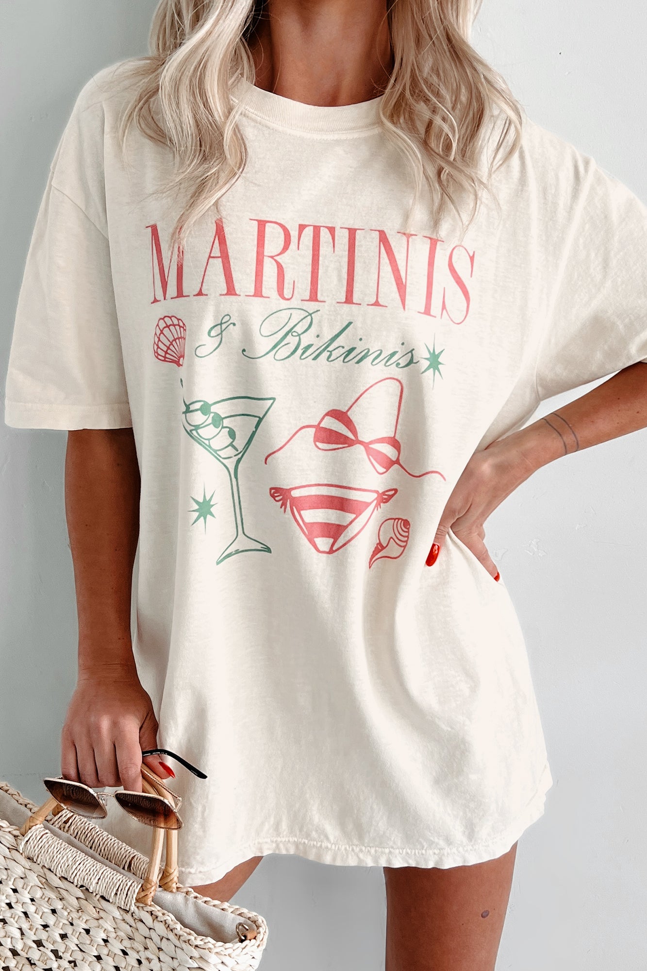 "Martinis & Bikinis" Graphic T-Shirt (White) - NanaMacs