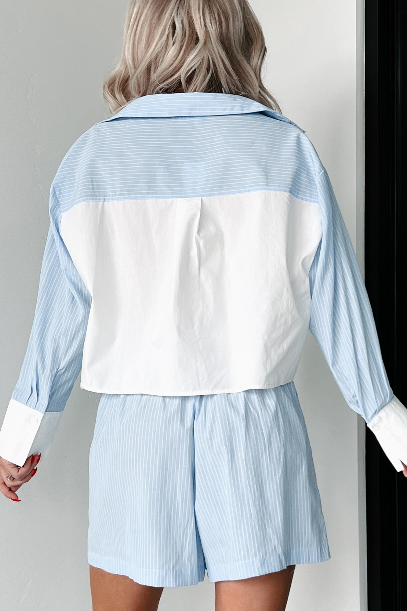 Facilitating Change Striped Two-Piece Set (Light Blue/White