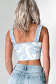 Authentic Reactions Ruffle Strap Crop Top (Light Blue/White) - NanaMacs