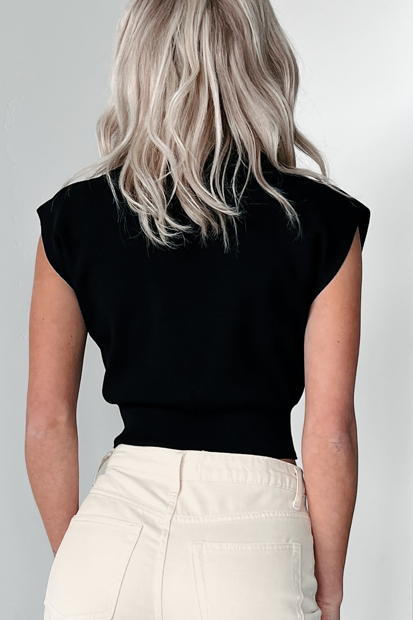 And So It Goes Collared Crop Top (Black) - NanaMacs