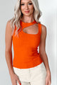 Sarcastically Yours Ribbed Asymmetric Tank (Orange) - NanaMacs