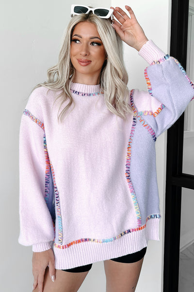Happy Accidents Rainbow Stitched Sweatshirt (Lavender/Multi) - NanaMacs