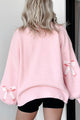 Cherished Moment Bow Print Sweater (Light Pink) - NanaMacs