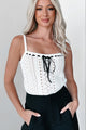 Subtle Charmer Contrast Bow Sweater Tank (White/Black) - NanaMacs