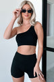 Confident Moves Seamless One Shoulder Top (Black) - NanaMacs