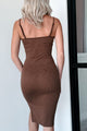 Wishing For Summer Ribbed Henley Midi Dress (Cocoa) - NanaMacs