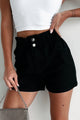 Samantha Denim Paperbag Shorts (Black) - NanaMacs