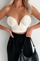 Rose To The Occasion Velvet Rosette Crop Top (Off White) - NanaMacs