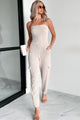 Talecia Wasabi + Mint Ribbed Strapless Jumpsuit (Oatmeal) - NanaMacs