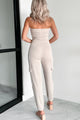 Talecia Wasabi + Mint Ribbed Strapless Jumpsuit (Oatmeal) - NanaMacs