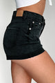 Jones Mid Rise Cuffed Hem Denim Shorts (Black) - NanaMacs