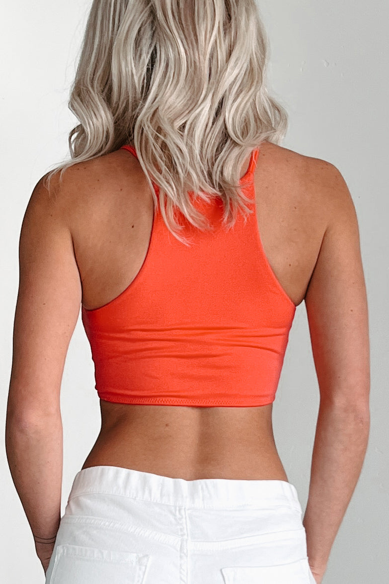 Adalia Curved Hem Seamless Cami Top (Dark Coral) - NanaMacs