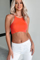 Adalia Curved Hem Seamless Cami Top (Dark Coral) - NanaMacs