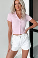 Decidedly Summery Crinkle Knit Blouse Top (Pale Pink) - NanaMacs