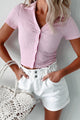 Decidedly Summery Crinkle Knit Blouse Top (Pale Pink) - NanaMacs