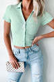 Decidedly Summery Crinkle Knit Blouse Top (Mint) - NanaMacs