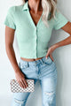 Decidedly Summery Crinkle Knit Blouse Top (Mint) - NanaMacs