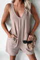 Bevelyn Sleeveless Linen Romper (Tan) - NanaMacs