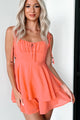 Katalia Tie-Strap Ruffled Romper (Coral) - NanaMacs