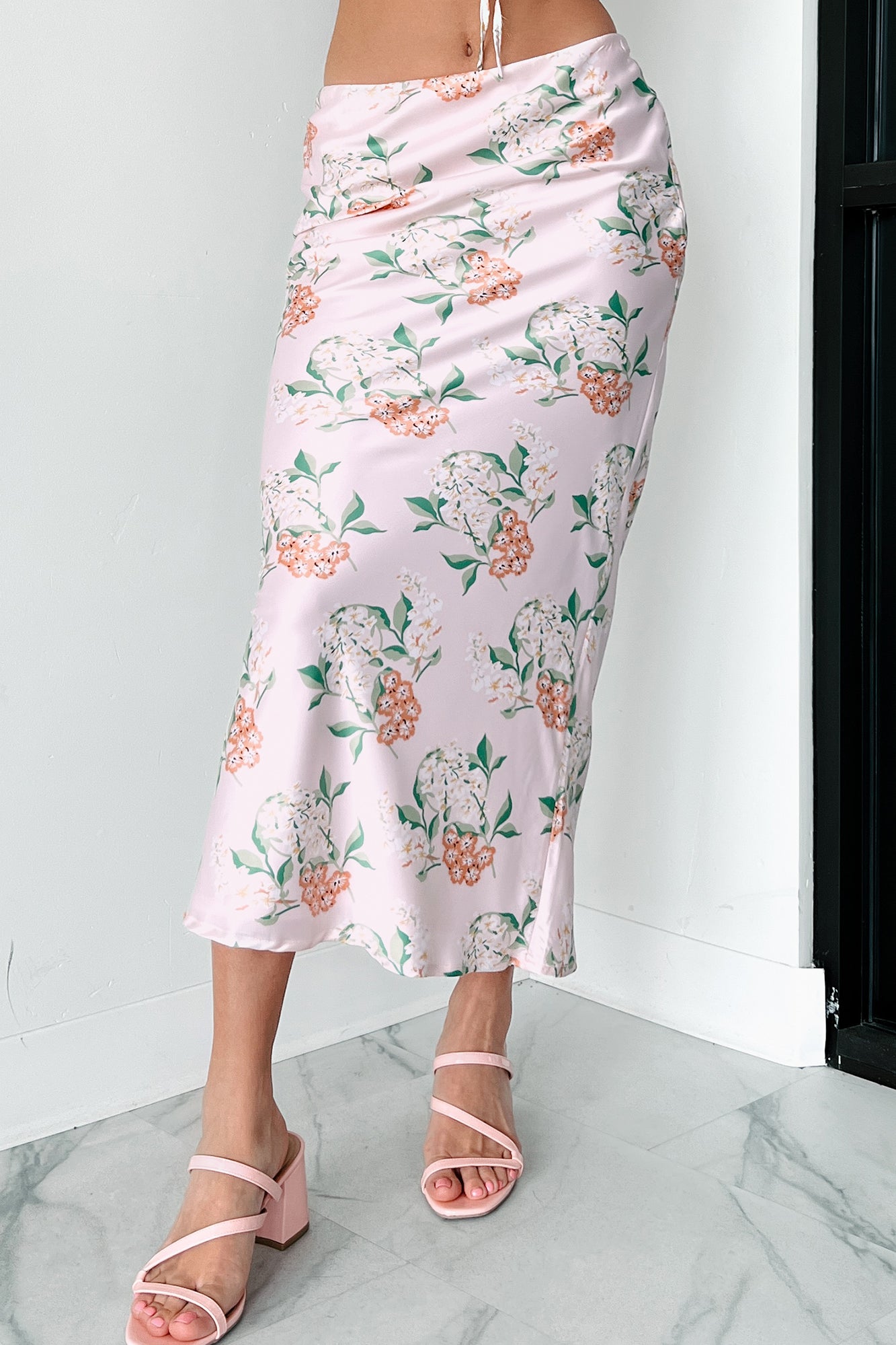Always Beautiful Floral Satin Skirt (Baby Pink) · NanaMacs