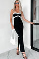 You'll Remember Me Strapless Contrast Maxi Dress (Black) - NanaMacs