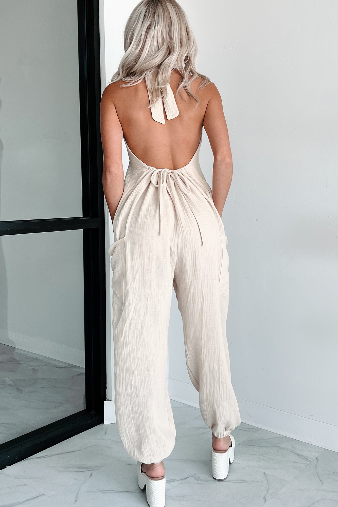 Lockwood Wasabi Mint Halter Jumpsuit (Oat) · NanaMacs