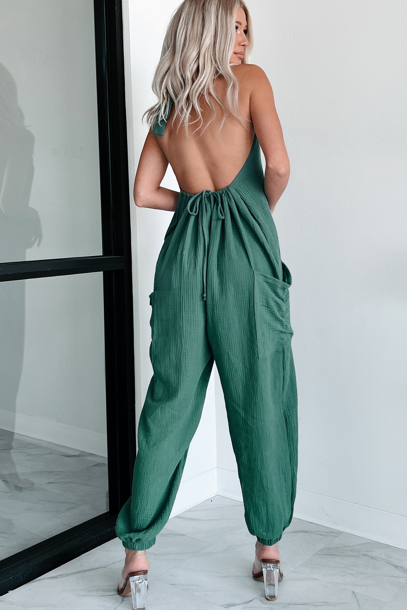 Lockwood Wasabi Mint Halter Jumpsuit (Green) - NanaMacs