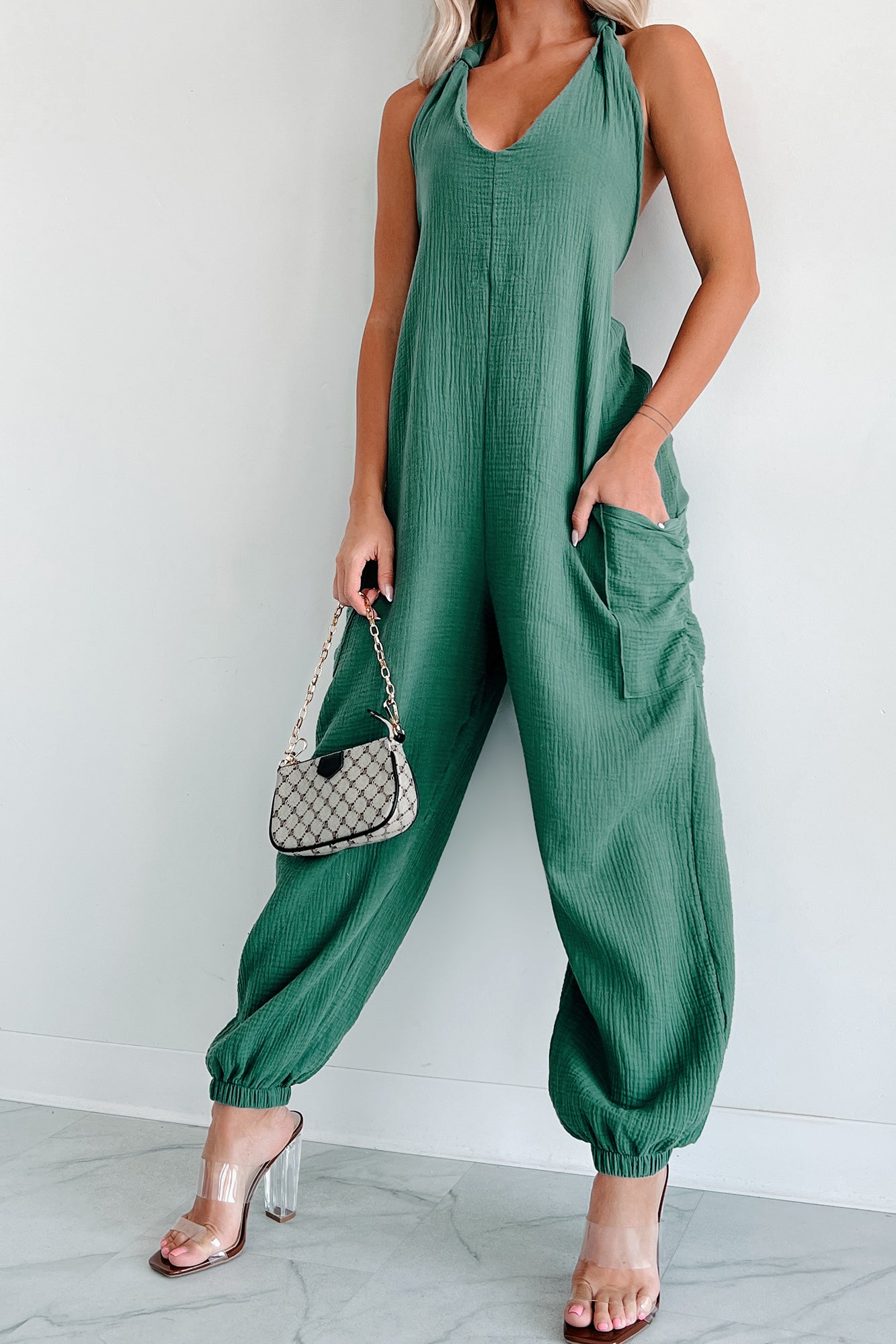 Lockwood Wasabi Mint Halter Jumpsuit Green NanaMacs