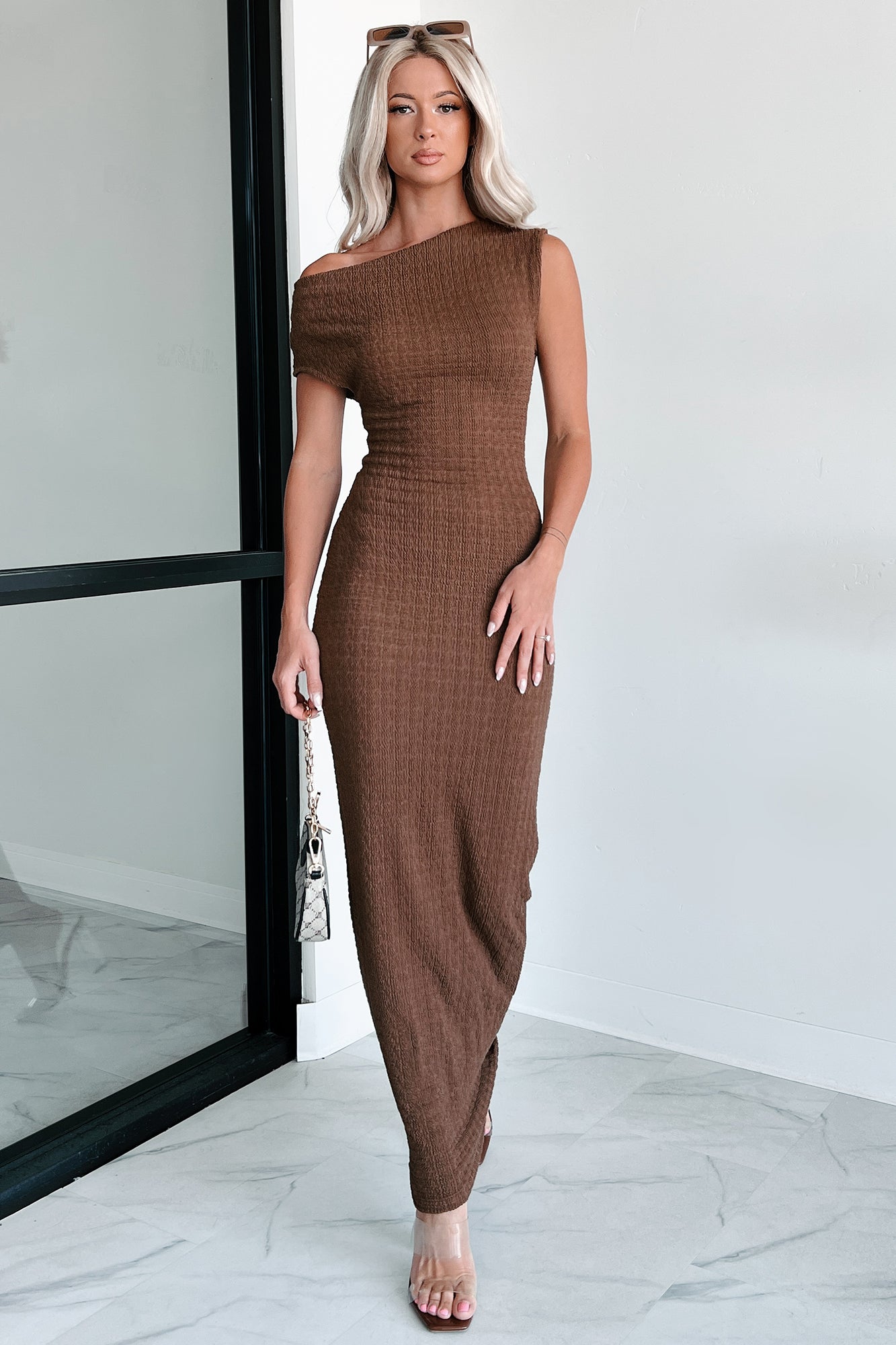 Women's Mindful Muse Smocked Maxi Dress in Cocoa - Size L Women's Mindful Muse Smocked Maxi Dress in Cocoa - Size L