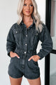 I'm Always Cool Denim Long Sleeve Romper (Black Denim) - NanaMacs