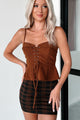 Fool Me Twice Lace-Up Corduroy Tank (Chestnut) - NanaMacs