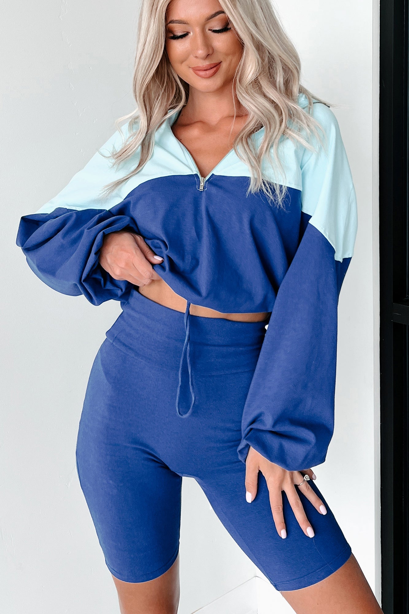 Feeling The Burn Athleisure Set (Royal Blue/Baby Blue) - NanaMacs