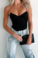 Love It Or Leave It Ruched Corset Top (Black) - NanaMacs