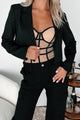 Gaining Popularity Rhinestone Crop Blazer (Black) - NanaMacs