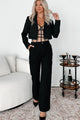 Gaining Popularity Rhinestone Crop Blazer (Black) - NanaMacs