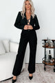 Gaining Popularity Rhinestone Crop Blazer (Black) - NanaMacs