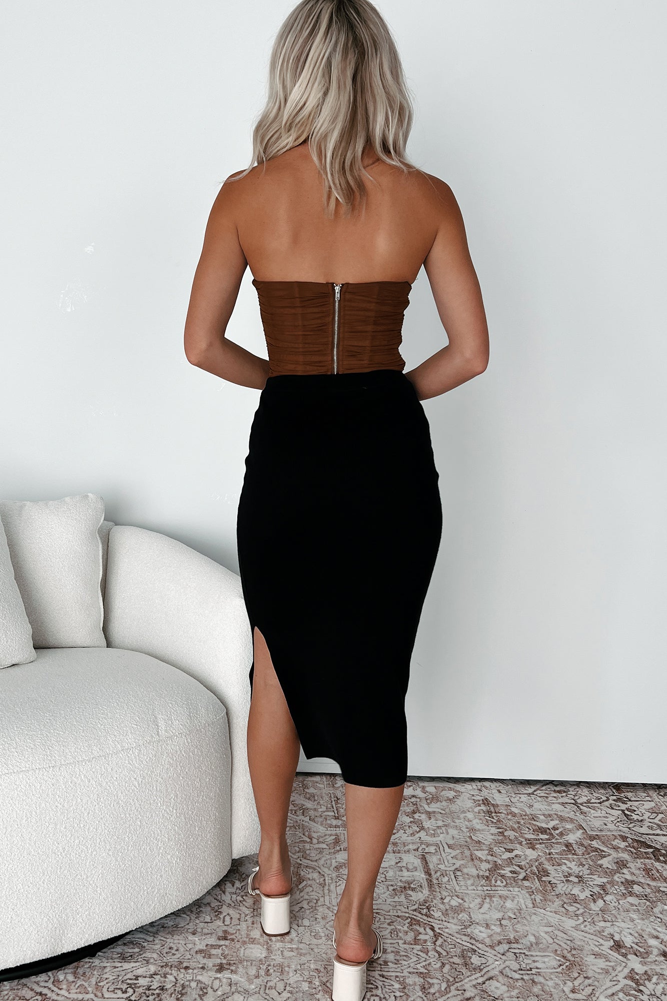 Love It Or Leave It Ruched Corset Top (Brown) - NanaMacs