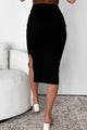 Promising Future Knit Bodycon Midi Skirt (Black) - NanaMacs