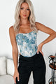 Fabulous In Florence Vintage Floral Corset Top (Blue) - NanaMacs