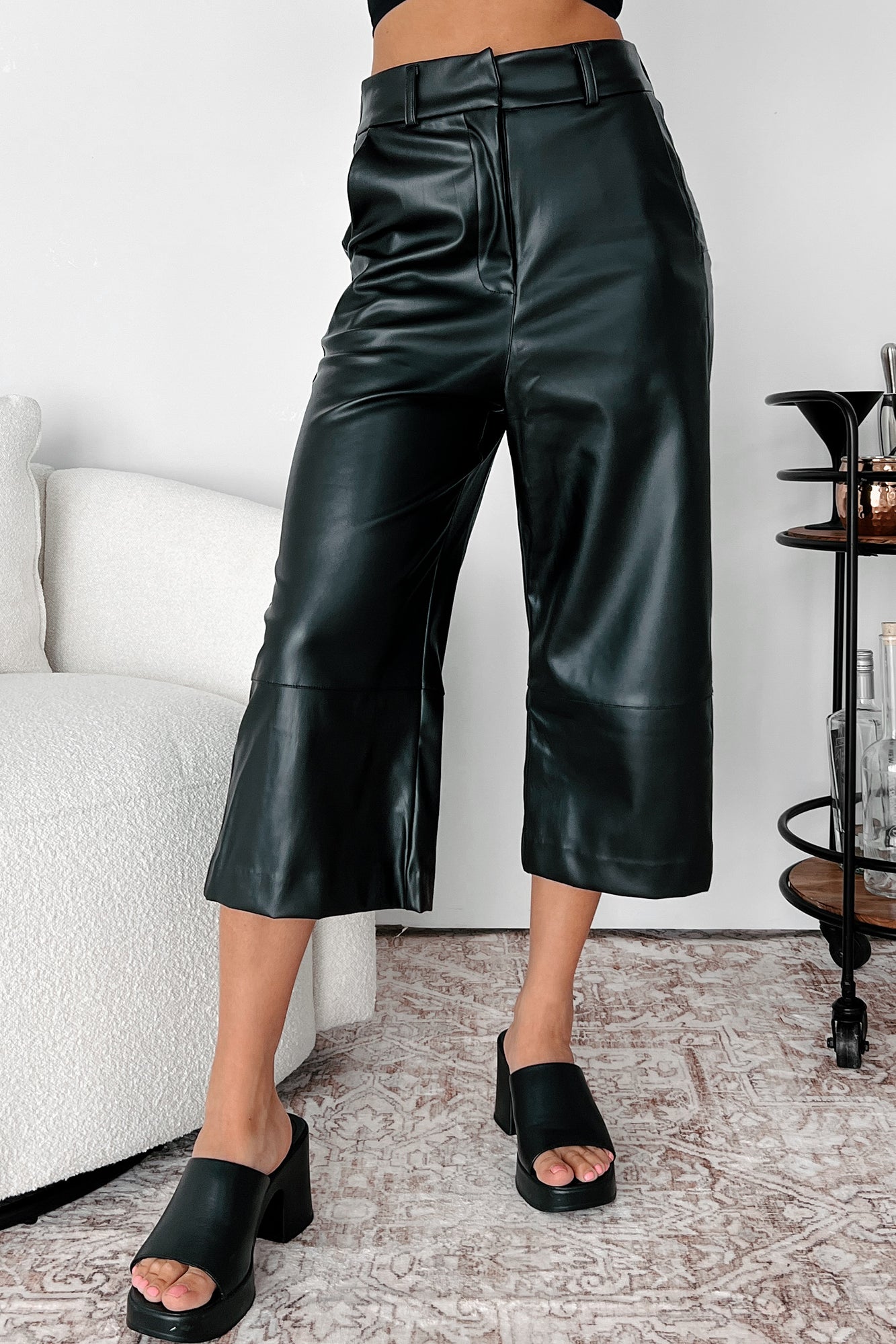 Faux leather capri pants best sale