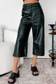 Not Your Usual Type Faux Leather Crop Pants (Black) - NanaMacs