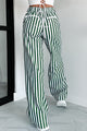 Cute On The Coast Wide Leg Stripe Pants (Hunter Green/White) - NanaMacs