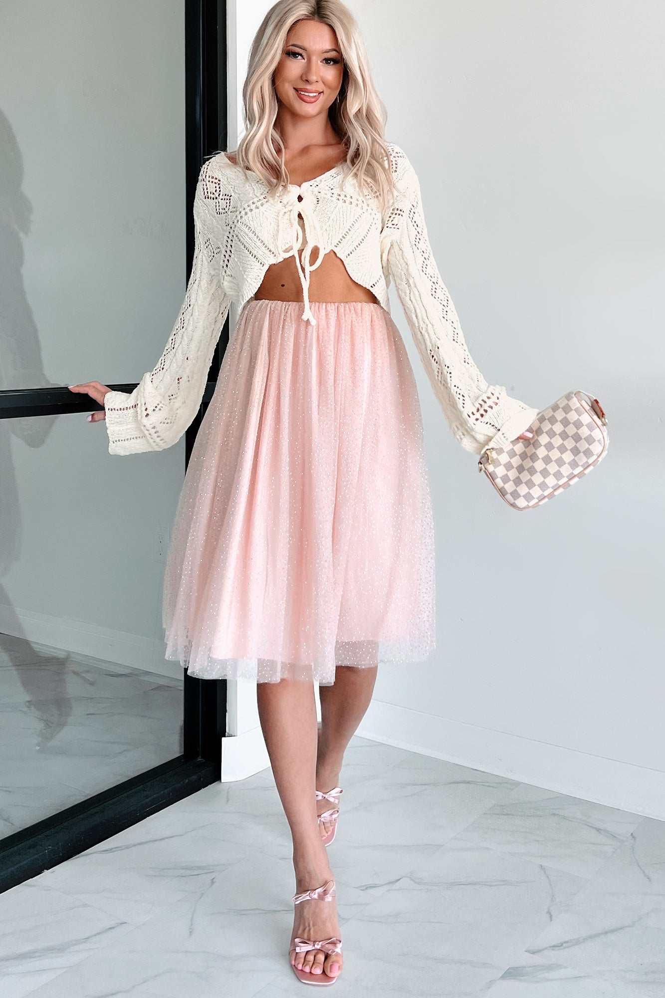 Women's In A Dreamland Rhinestone Tulle Mini Dress/Skirt In Blush