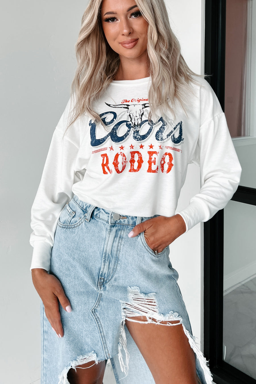 Cool With Rodeos Graphic Long Sleeve (Ivory) - NanaMacs