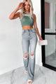 Belmont High Rise Distressed Flare Jeans (Grey) - NanaMacs