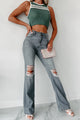 Belmont High Rise Distressed Flare Jeans (Grey) - NanaMacs