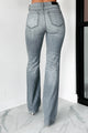 Belmont High Rise Distressed Flare Jeans (Grey) - NanaMacs