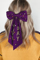 Pep Squad Beaded Barrette Hair Bow (Purple/Yellow) - NanaMacs