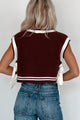 Better Take Notes Side Tie Sweater Vest (Maroon/White) - NanaMacs