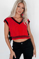 Better Take Notes Side Tie Sweater Vest (Red/Black) - NanaMacs